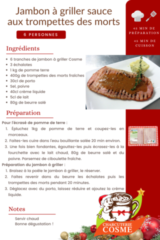 Jambon à griller sauce aux trompettes des morts 