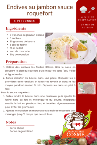 Endives au jambon sauce roquefort